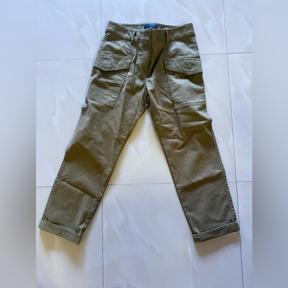 Ann Taylor Petite green  business casual pants pockets buttons comfortable cuff - Picture 6 of 12